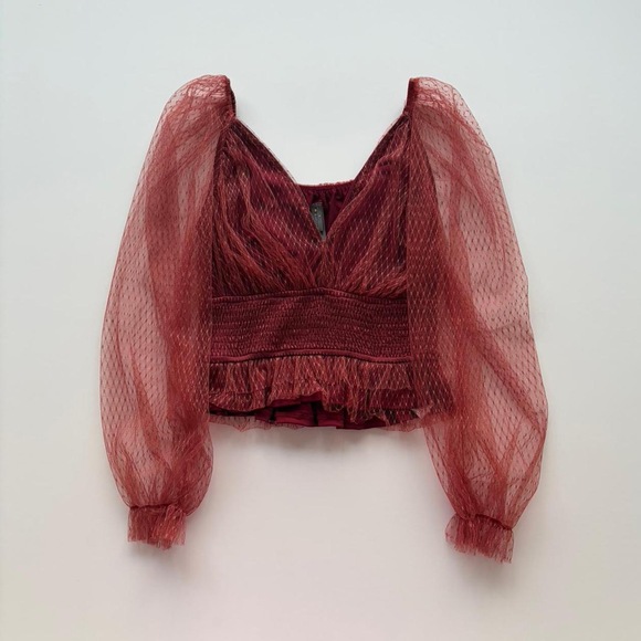 Anthropologie Tops - Anthropologie Puff Sleeve Top in Red